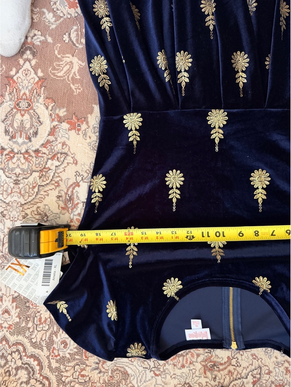 NWT Lularoe Amelia Blue Velvet Dress - Picture 7 of 9